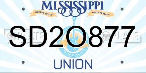 SD2O877 Mississippi License Plate