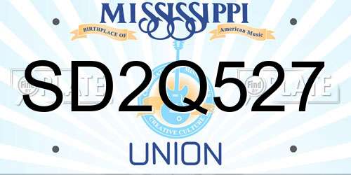 SD2Q527 Mississippi License Plate