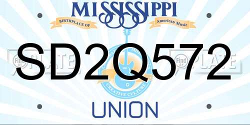 SD2Q572 Mississippi License Plate