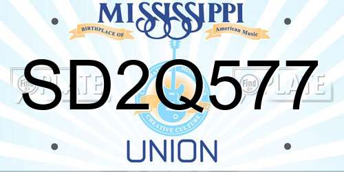 SD2Q577 Mississippi License Plate