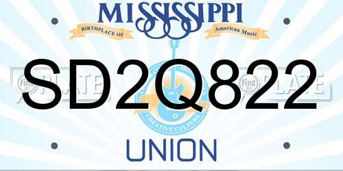 SD2Q822 Mississippi License Plate