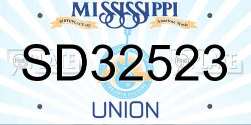 SD32523 Mississippi License Plate