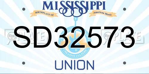 SD32573 Mississippi License Plate