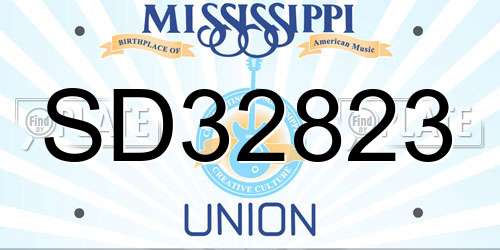 SD32823 Mississippi License Plate