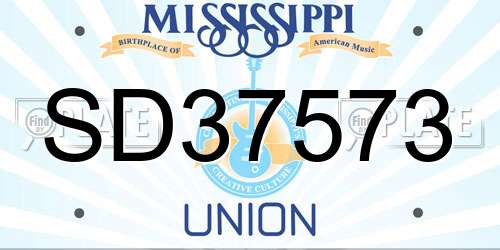 SD37573 Mississippi License Plate
