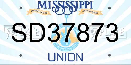 SD37873 Mississippi License Plate