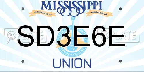 SD3E6E Mississippi License Plate