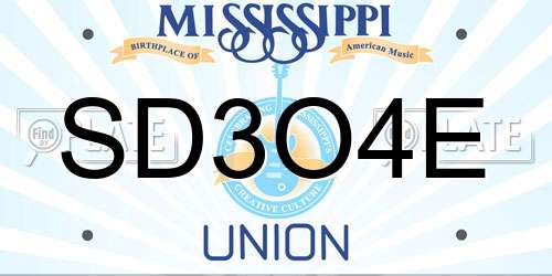 SD3O4E Mississippi License Plate