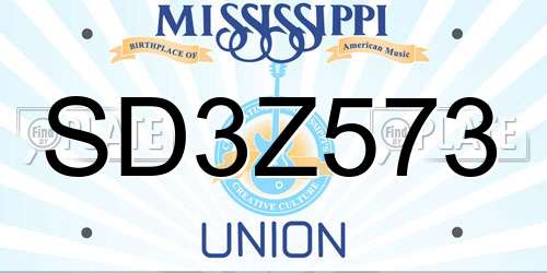 SD3Z573 Mississippi License Plate