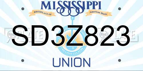 SD3Z823 Mississippi License Plate