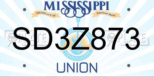 SD3Z873 Mississippi License Plate