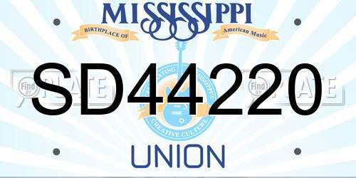 SD44220 Mississippi License Plate