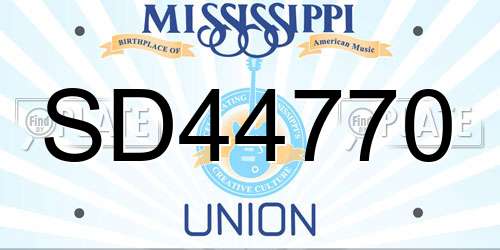 SD44770 Mississippi License Plate