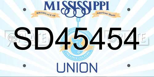 SD45454 Mississippi License Plate