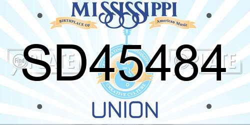 SD45484 Mississippi License Plate