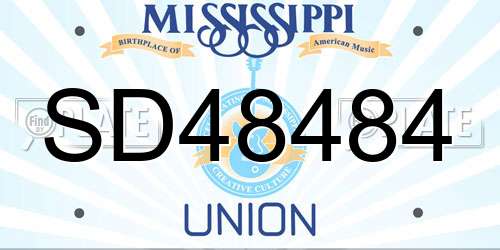 SD48484 Mississippi License Plate