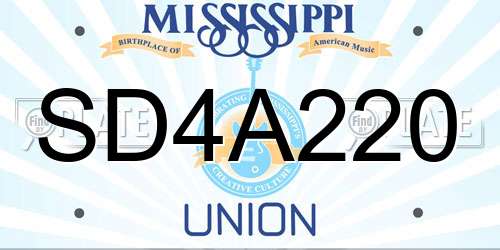 SD4A220 Mississippi License Plate