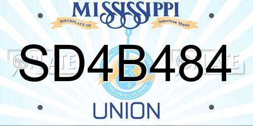 SD4B484 Mississippi License Plate