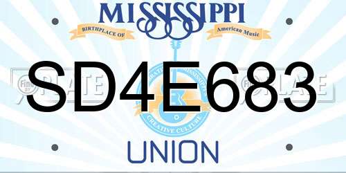 SD4E683 Mississippi License Plate