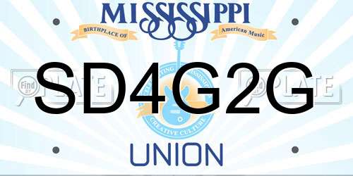 SD4G2G Mississippi License Plate