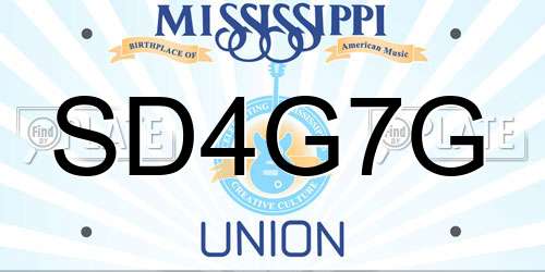 SD4G7G Mississippi License Plate