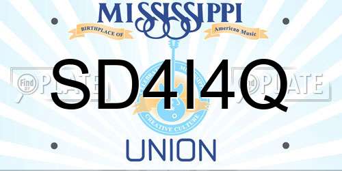 SD4I4Q Mississippi License Plate