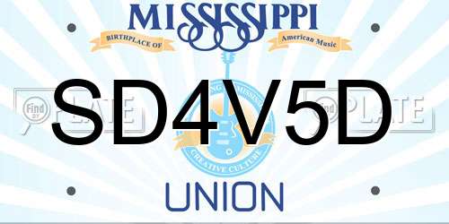 SD4V5D Mississippi License Plate