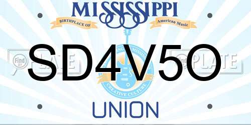 SD4V5O Mississippi License Plate