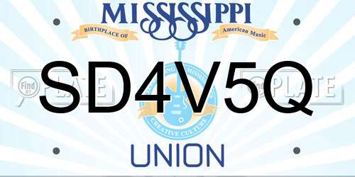 SD4V5Q Mississippi License Plate