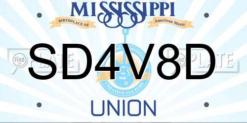 SD4V8D Mississippi License Plate