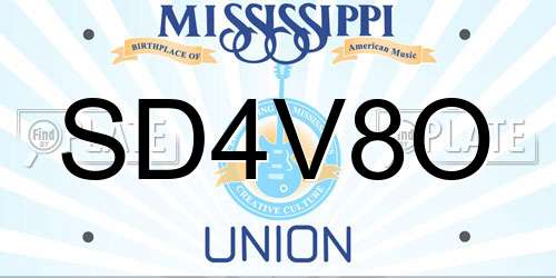 SD4V8O Mississippi License Plate