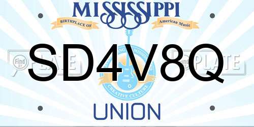 SD4V8Q Mississippi License Plate
