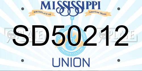 SD50212 Mississippi License Plate