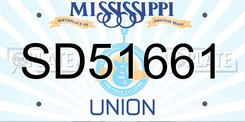 SD51661 Mississippi License Plate