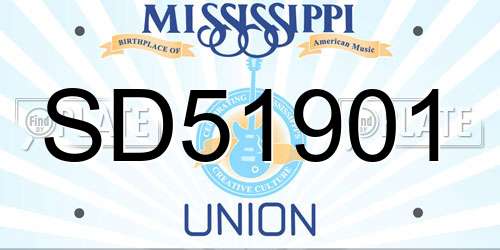 SD51901 Mississippi License Plate