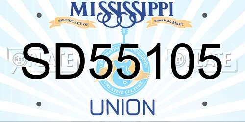 SD55105 Mississippi License Plate