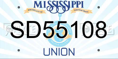 SD55108 Mississippi License Plate
