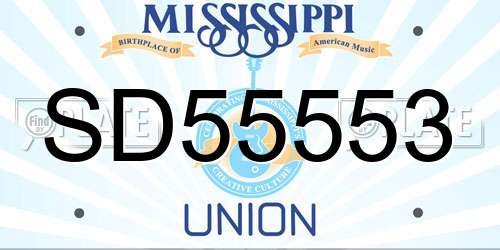 SD55553 Mississippi License Plate