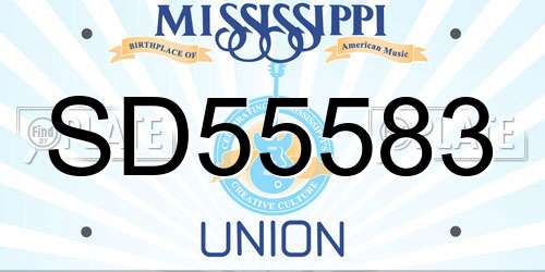 SD55583 Mississippi License Plate