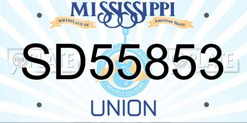 SD55853 Mississippi License Plate