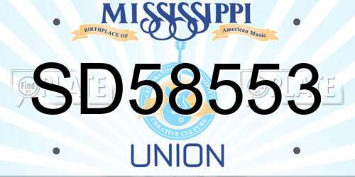 SD58553 Mississippi License Plate