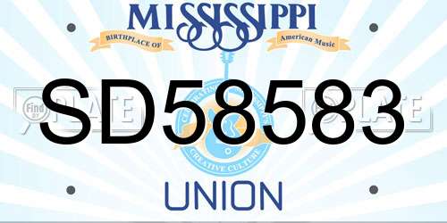SD58583 Mississippi License Plate