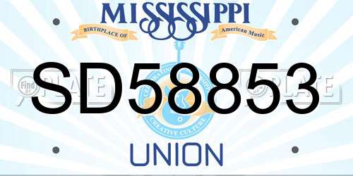 SD58853 Mississippi License Plate