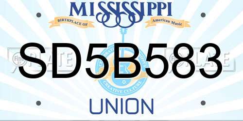 SD5B583 Mississippi License Plate