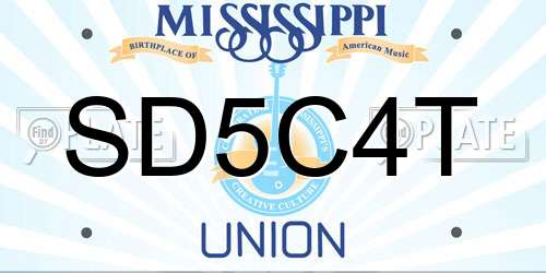 SD5C4T Mississippi License Plate
