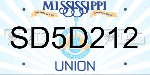 SD5D212 Mississippi License Plate