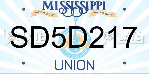SD5D217 Mississippi License Plate