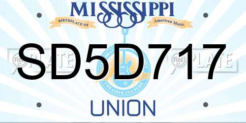 SD5D717 Mississippi License Plate