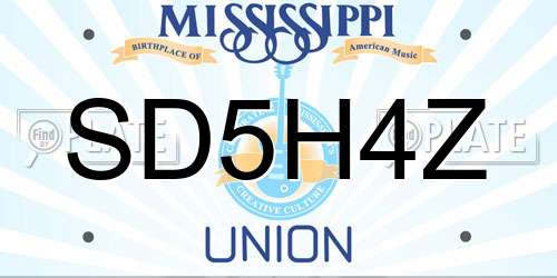 SD5H4Z Mississippi License Plate