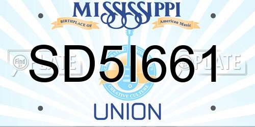 SD5I661 Mississippi License Plate